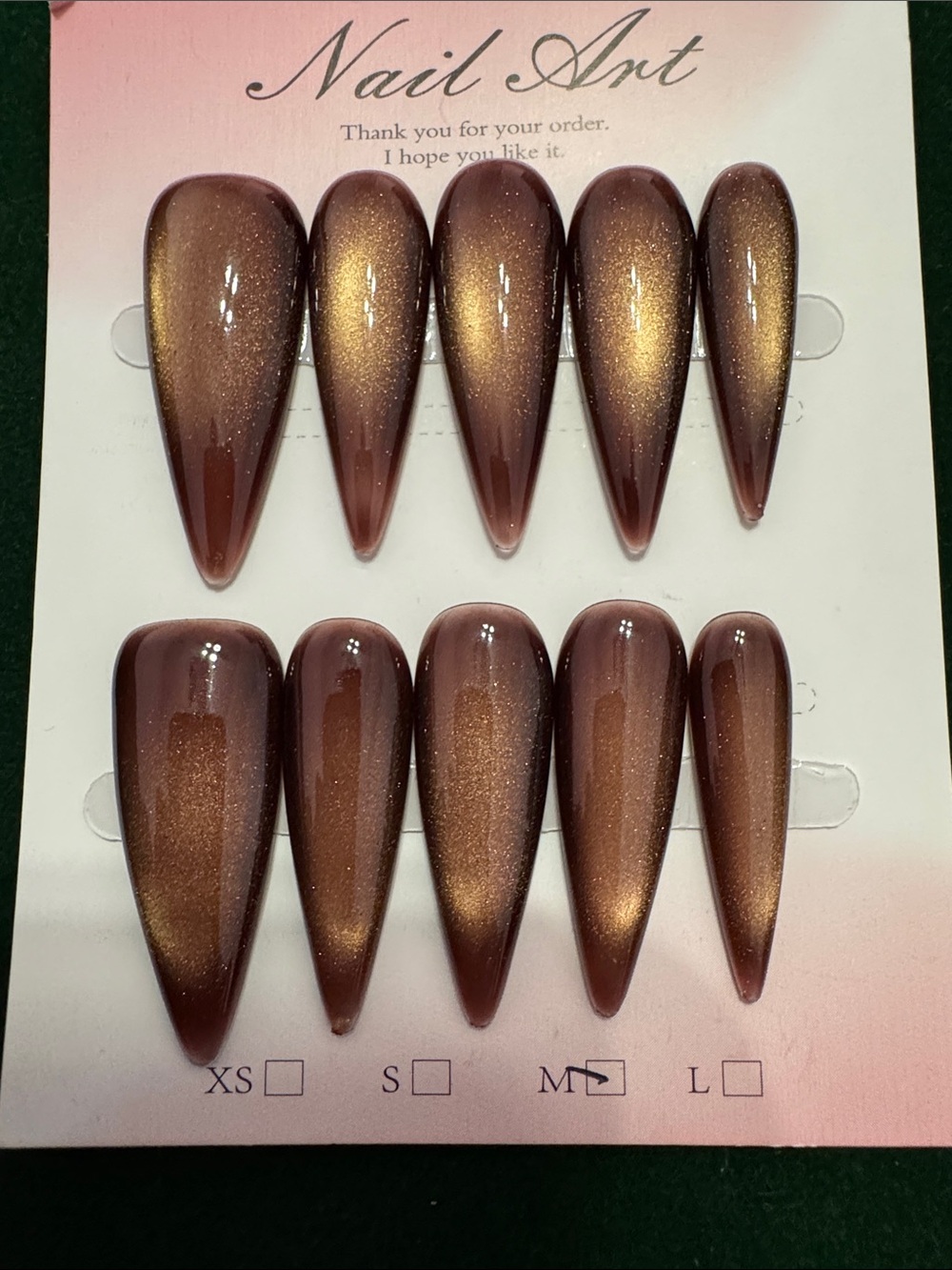 Shimmery Bronze Stiletto Press-On Nails